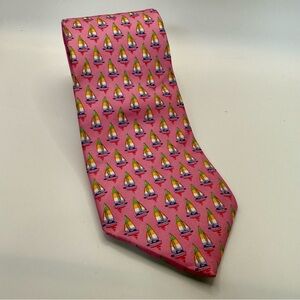 Brooks Brothers 346 Pure Silk Sailboat Novelty Tie Pink USA Made 3.5” Coastal